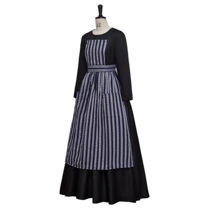 Sound of Music Maria Nun Costume Dress with Apron - Authentic Cosplay Outfit-Astricos