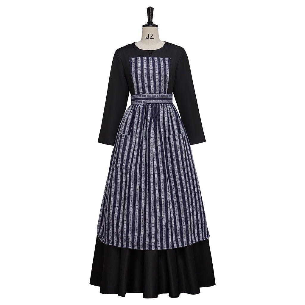 Sound of Music Maria Nun Costume Dress with Apron - Authentic Cosplay Outfit-Astricos