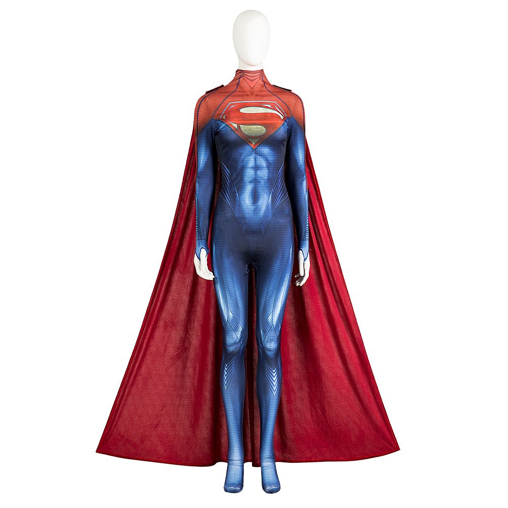 Movie The Flash Halloween Cosplay Supergirl Kara Zor - El Costume Bodysuit Full Set - Astricos