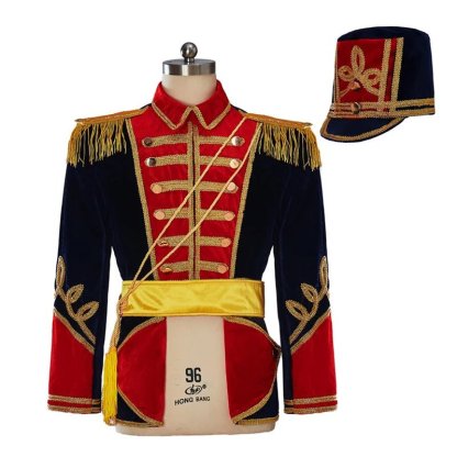 Nutcracker Royal Military Uniform Costume for Men - Regency Colonial Tuxedo with Hat | Astricos-Astricos