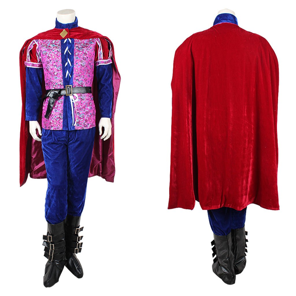 Once Upon a Time Prince Cosplay Costume | Men's Medieval Velvet Red and Blue Suit | Halloween & Party Outfit-Astricos