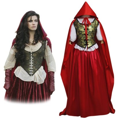 Once Upon a Time Ruby's Little Red Riding Hood Cloak Costume Dress - Adult Women's Halloween Cosplay Outfit-Astricos