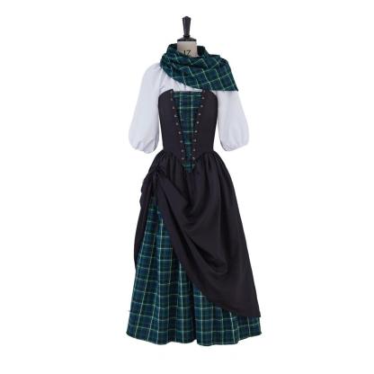 Outlander Claire Fraser Highland Medieval Rococo Scottish Cosplay Costume Dress for Women-Astricos