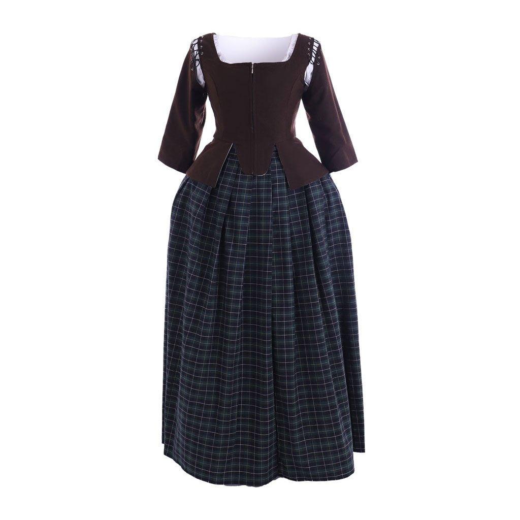 Outlander Claire Fraser Scottish Highland Colonial Prairie Dress - Women's Cosplay Costume-Astricos