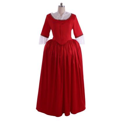 Outlander Claire Randall Red Ball Gown Cosplay Costume - Rococo & Medieval Style Dress-Astricos
