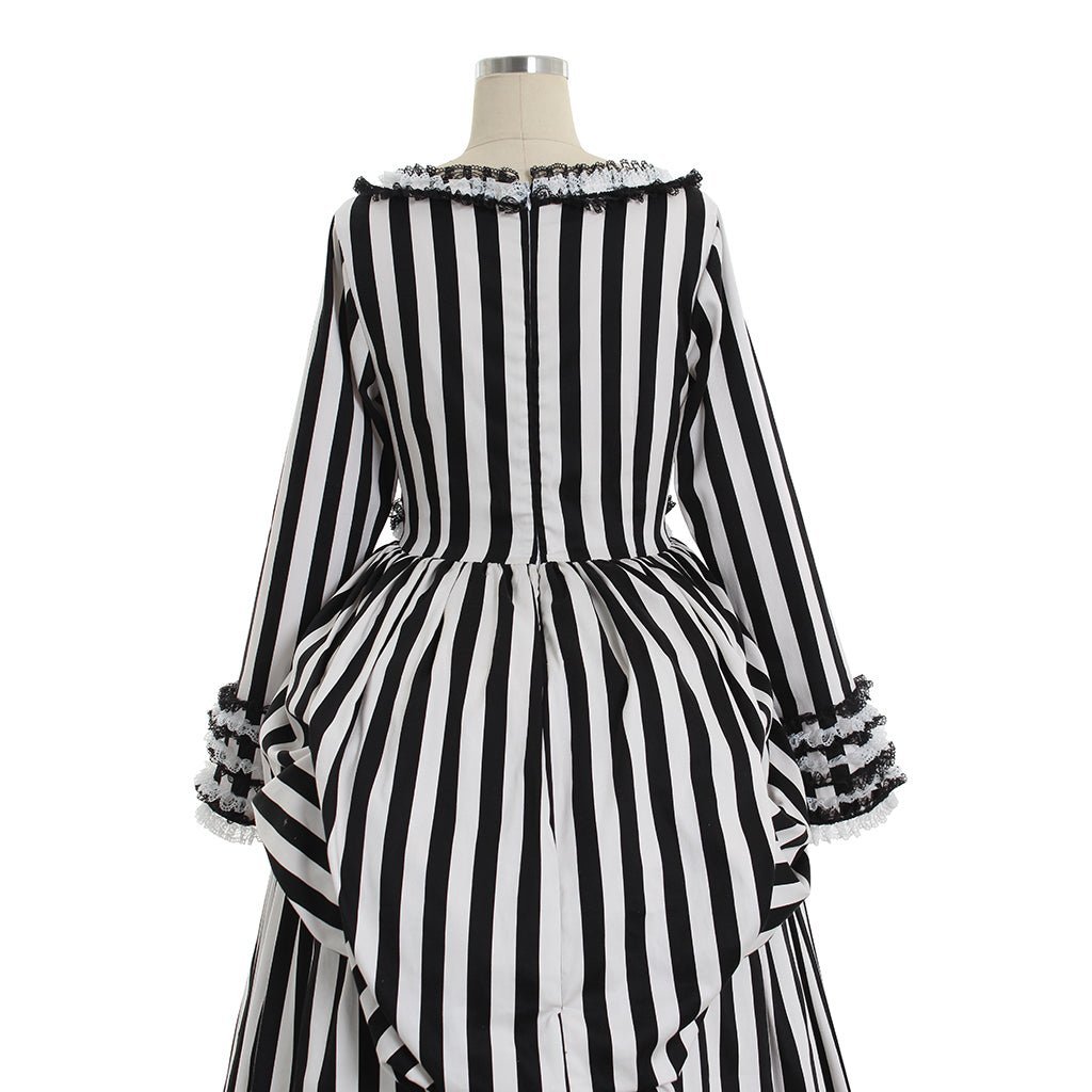 Elegant Sleepy Hollow Katrina Van Tassel Striped Cosplay Dress - Renaissance Style-Astricos
