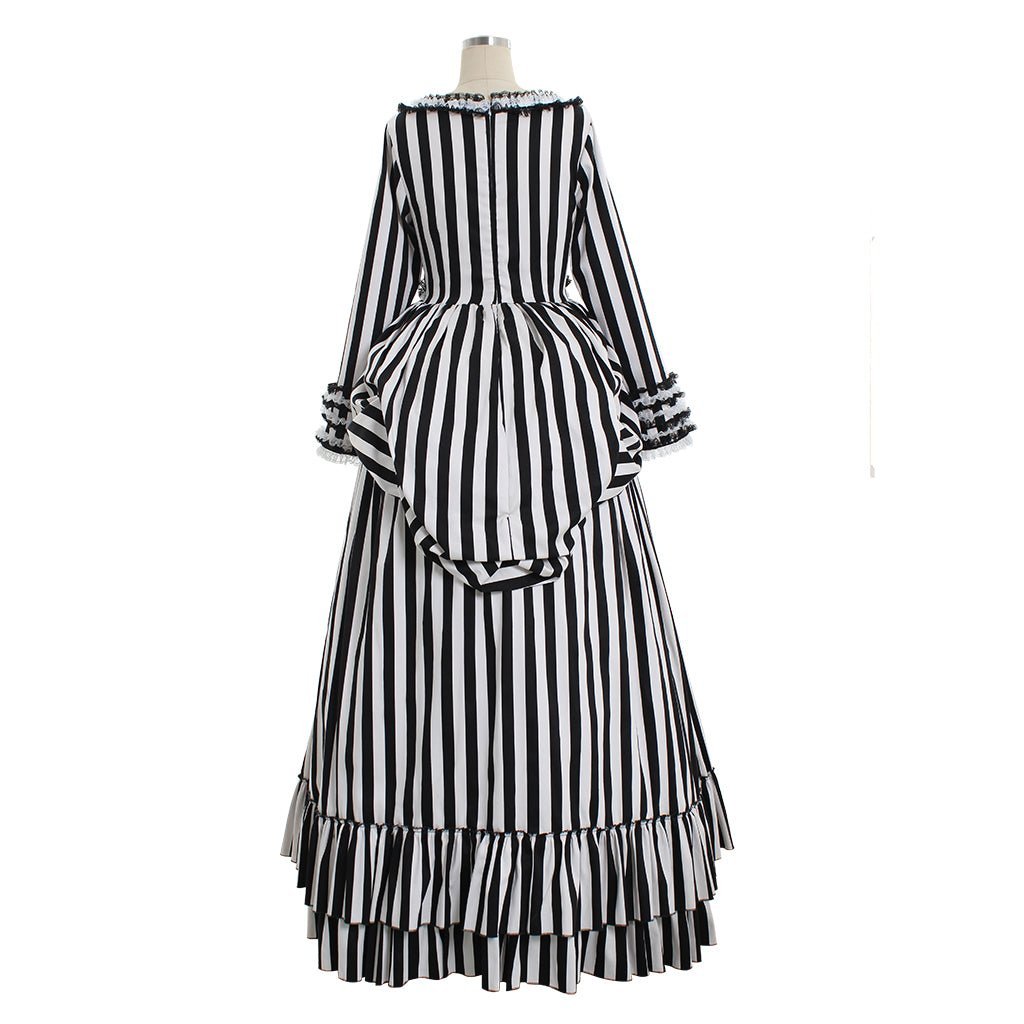 Elegant Sleepy Hollow Katrina Van Tassel Striped Cosplay Dress - Renaissance Style-Astricos