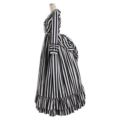 Elegant Sleepy Hollow Katrina Van Tassel Striped Cosplay Dress - Renaissance Style-Astricos