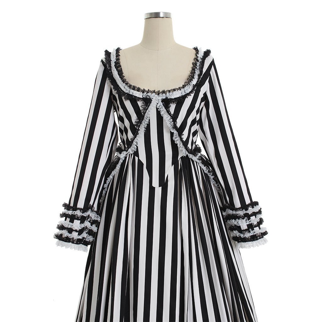 Elegant Sleepy Hollow Katrina Van Tassel Striped Cosplay Dress - Renaissance Style-Astricos