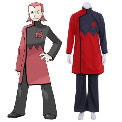 PM Team Magma Leader Maxie Cosplay Costume - Authentic Pokémon Anime Villain Outfit-Astricos