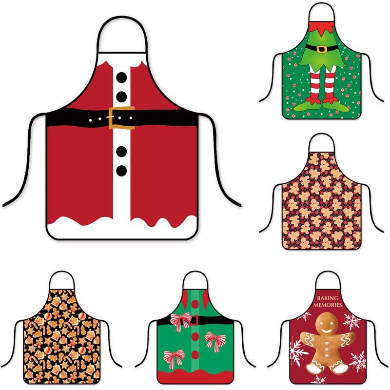 Korean Fashion Christmas Waterproof Apron - Stylish Kitchen & Hot Pot Shop Essential-Astricos