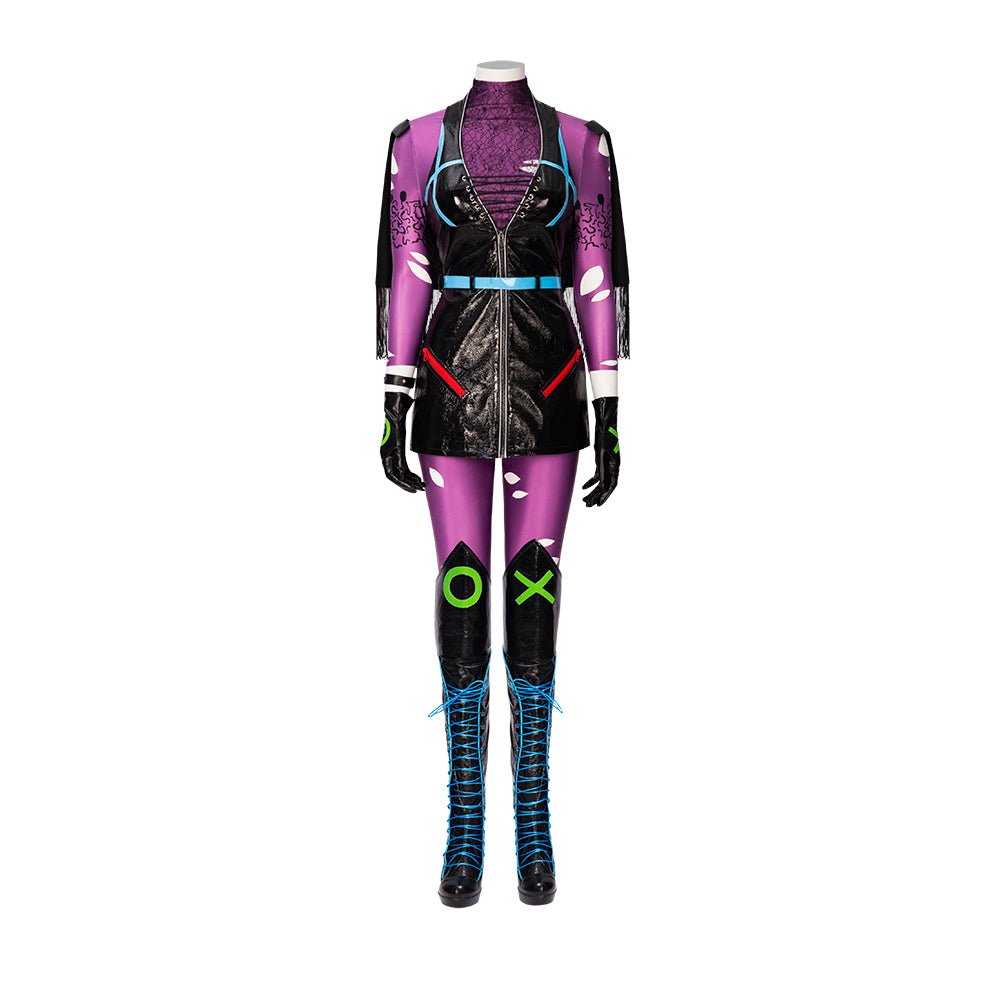 Punchline Alexis Kaye Cosplay Costume Purple Leather Suit - Astricos