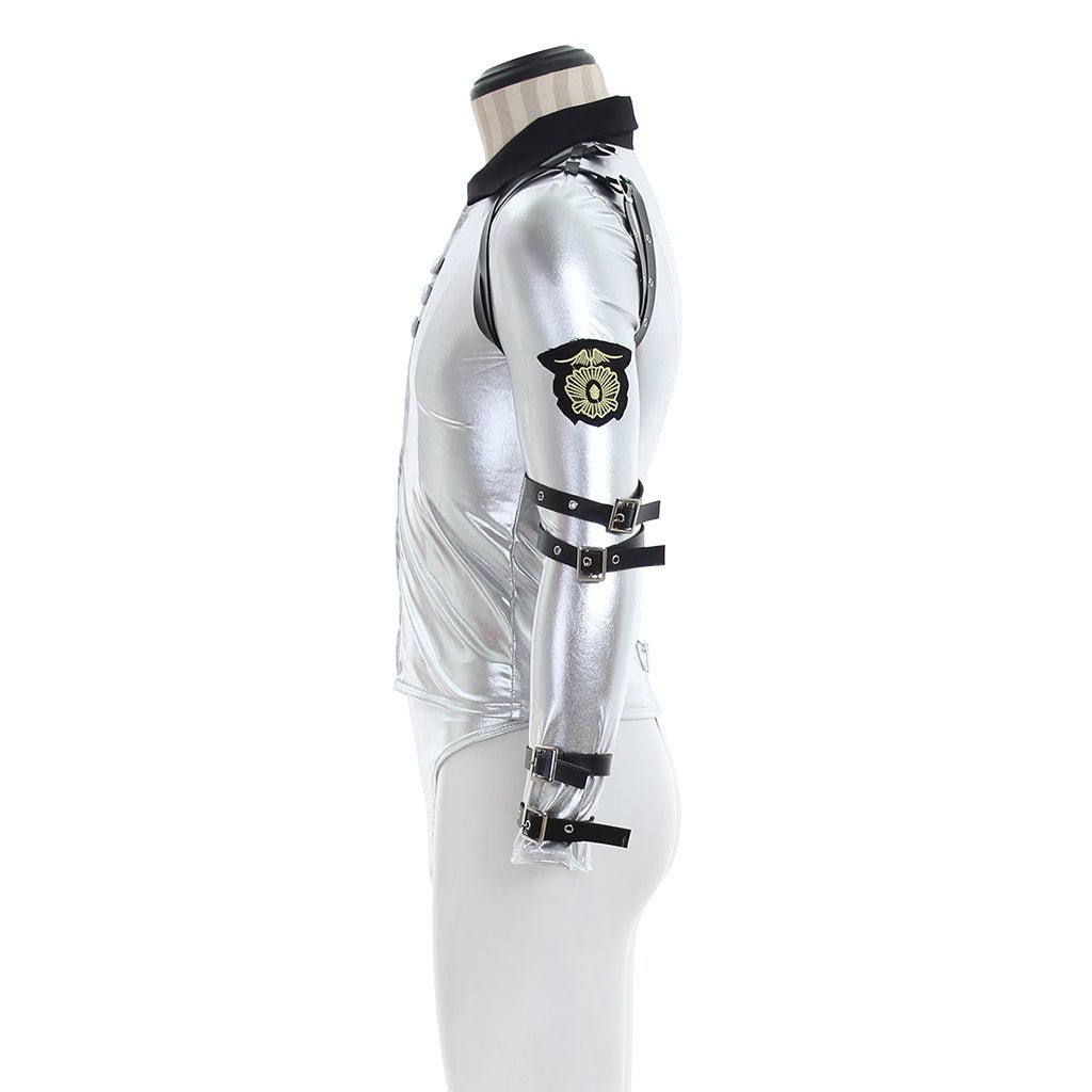 Punk MJ Michael Jackson Classic BAD Tour Silver Shine Bodysuit Jacket - Astricos Cosplay Costumes-Astricos