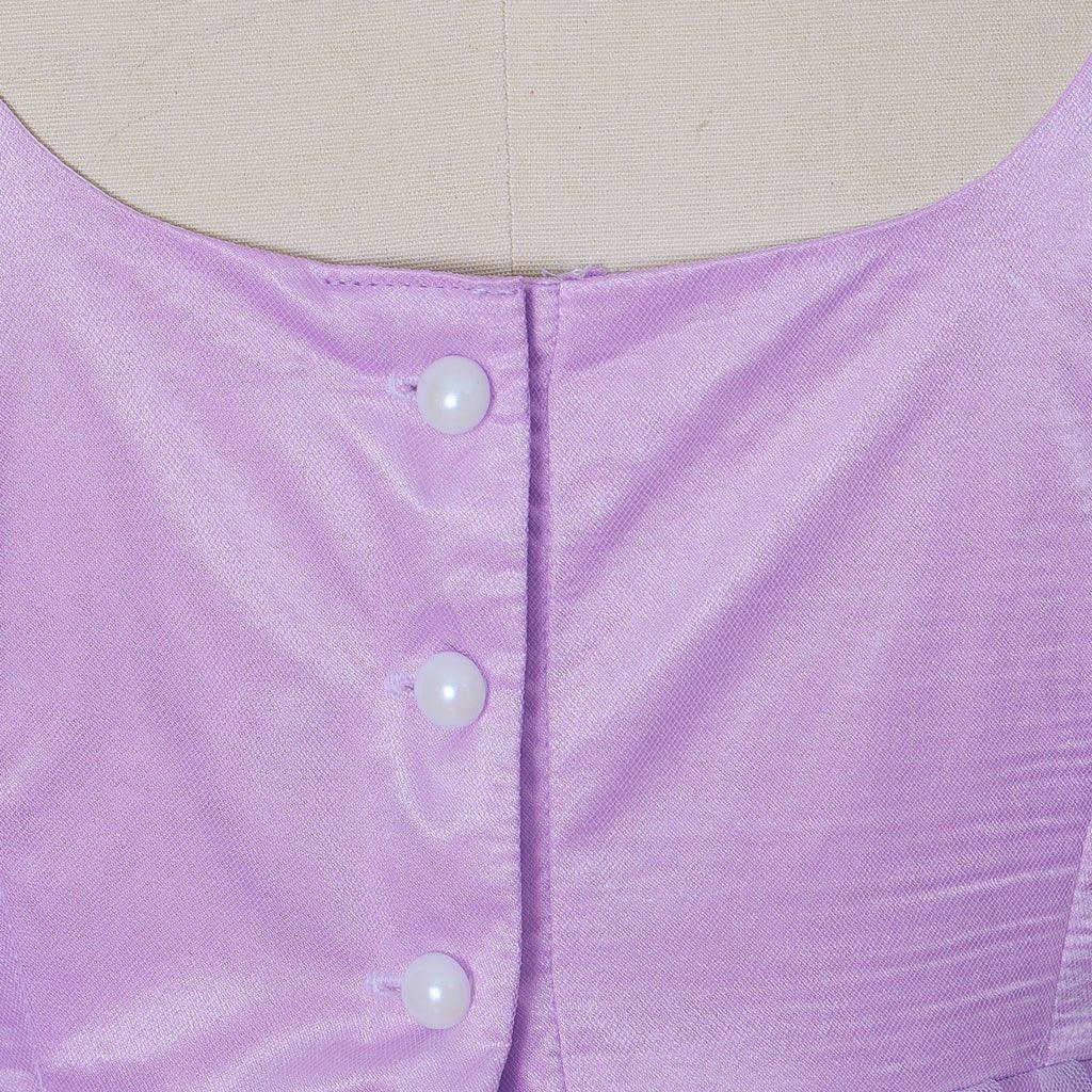 Bridgerton Inspired Purple Patterned Double-Layer Silk Empire Gown | Regency Era Cosplay Costume-Astricos