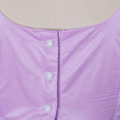Bridgerton Inspired Purple Patterned Double-Layer Silk Empire Gown | Regency Era Cosplay Costume-Astricos