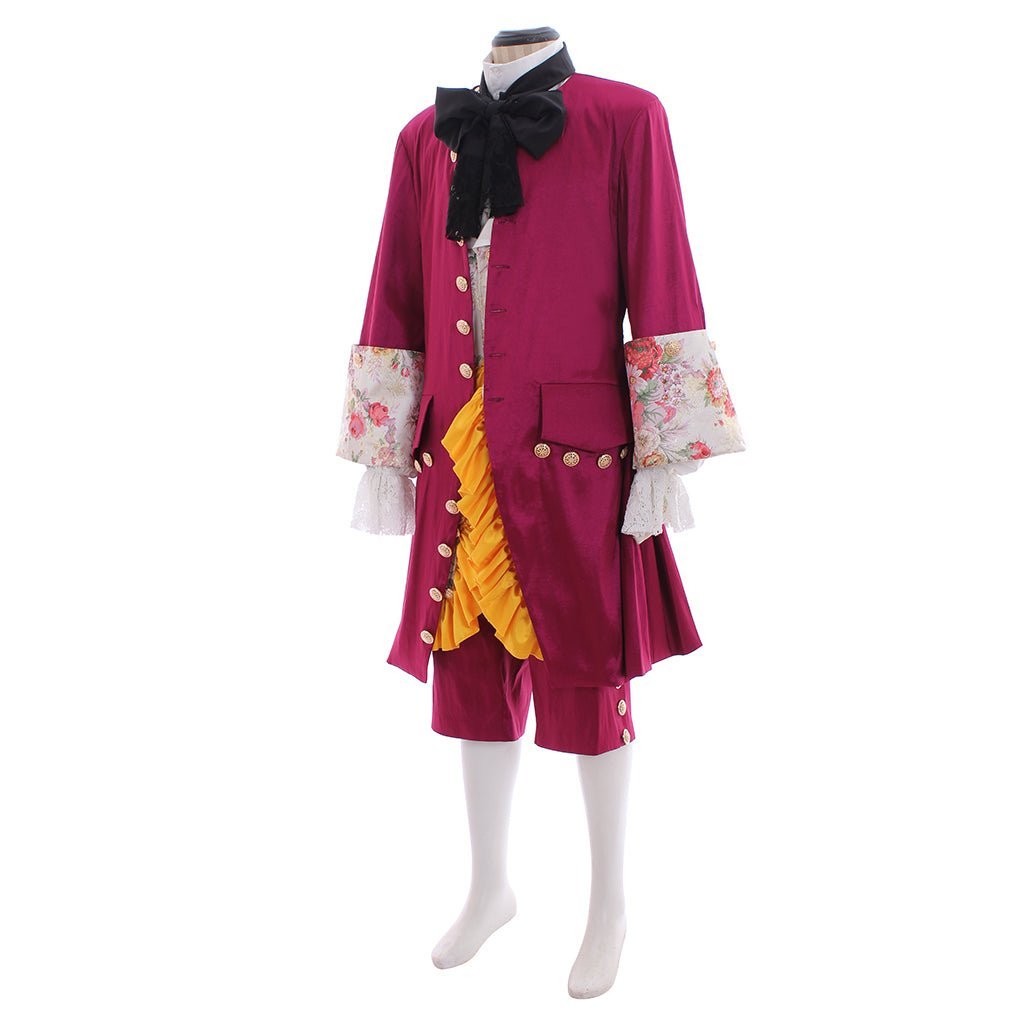 Elegant Purple Red Rococo Baroque Men’s Medieval Costume for Cosplay, Weddings & Parties-Astricos