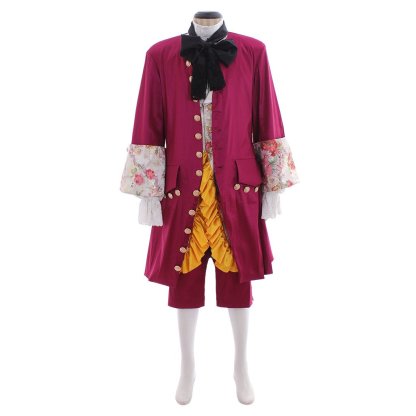 Elegant Purple Red Rococo Baroque Men’s Medieval Costume for Cosplay, Weddings & Parties-Astricos
