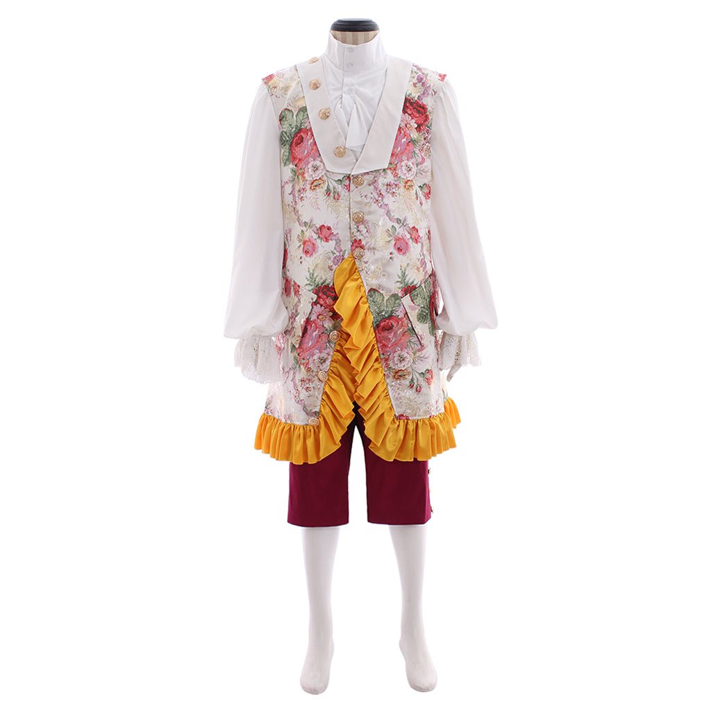 Elegant Purple Red Rococo Baroque Men’s Medieval Costume for Cosplay, Weddings & Parties-Astricos