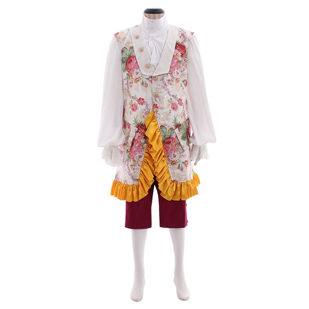Elegant Purple Red Rococo Baroque Men’s Medieval Costume for Cosplay, Weddings & Parties-Astricos