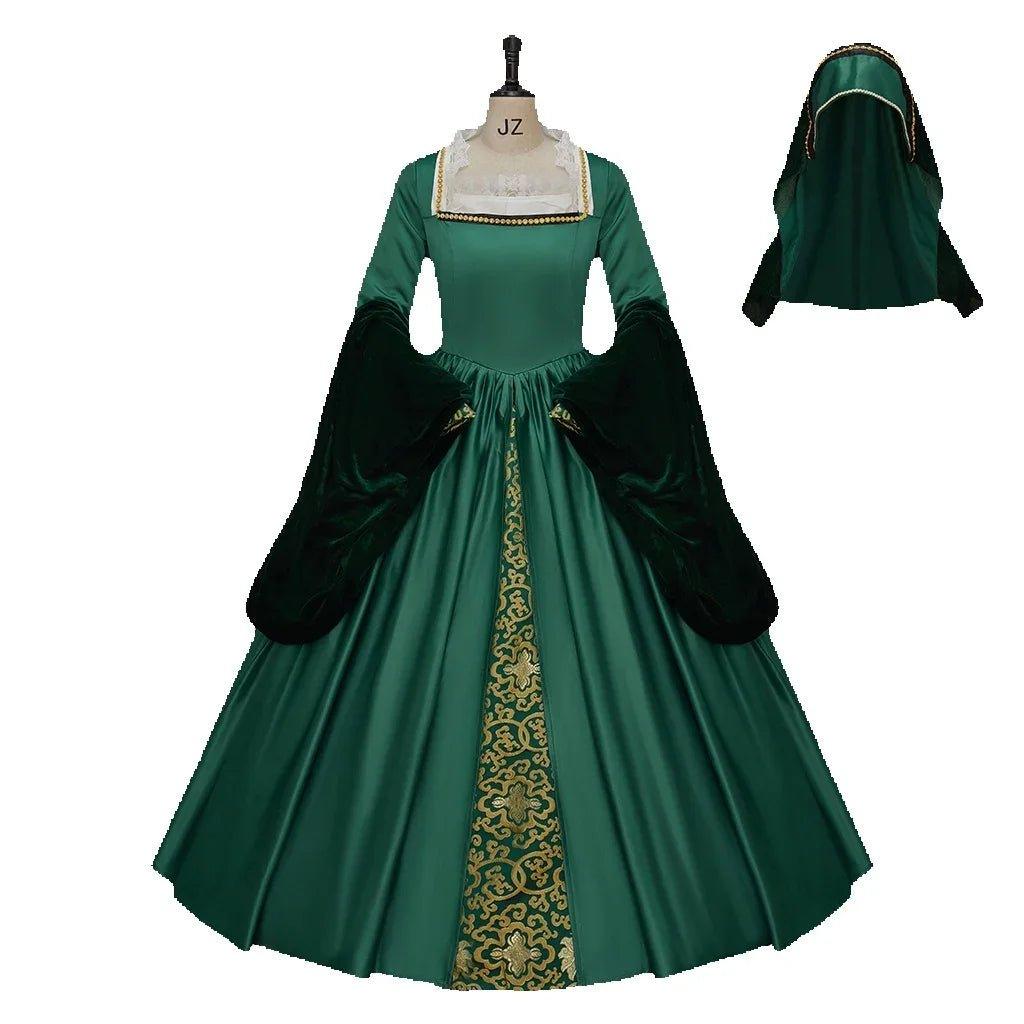 Queen Elizabeth Tudor Green Cosplay Costume - Elegant Historical Inspired Dress-Astricos