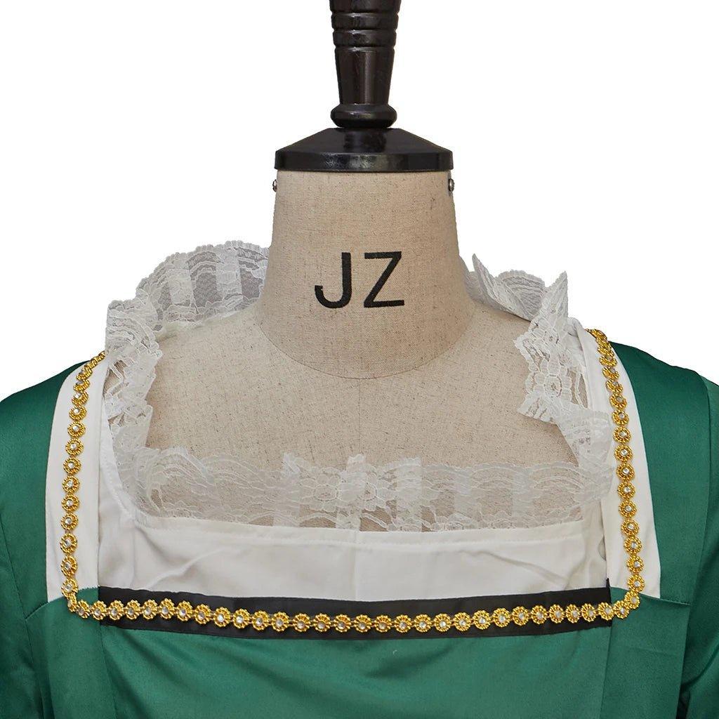 Queen Elizabeth Tudor Green Cosplay Costume - Elegant Historical Inspired Dress-Astricos