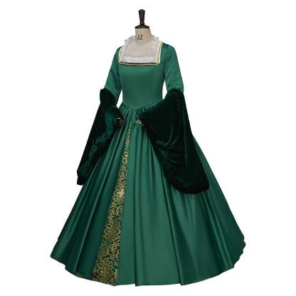 Queen Elizabeth Tudor Green Cosplay Costume - Elegant Historical Inspired Dress-Astricos