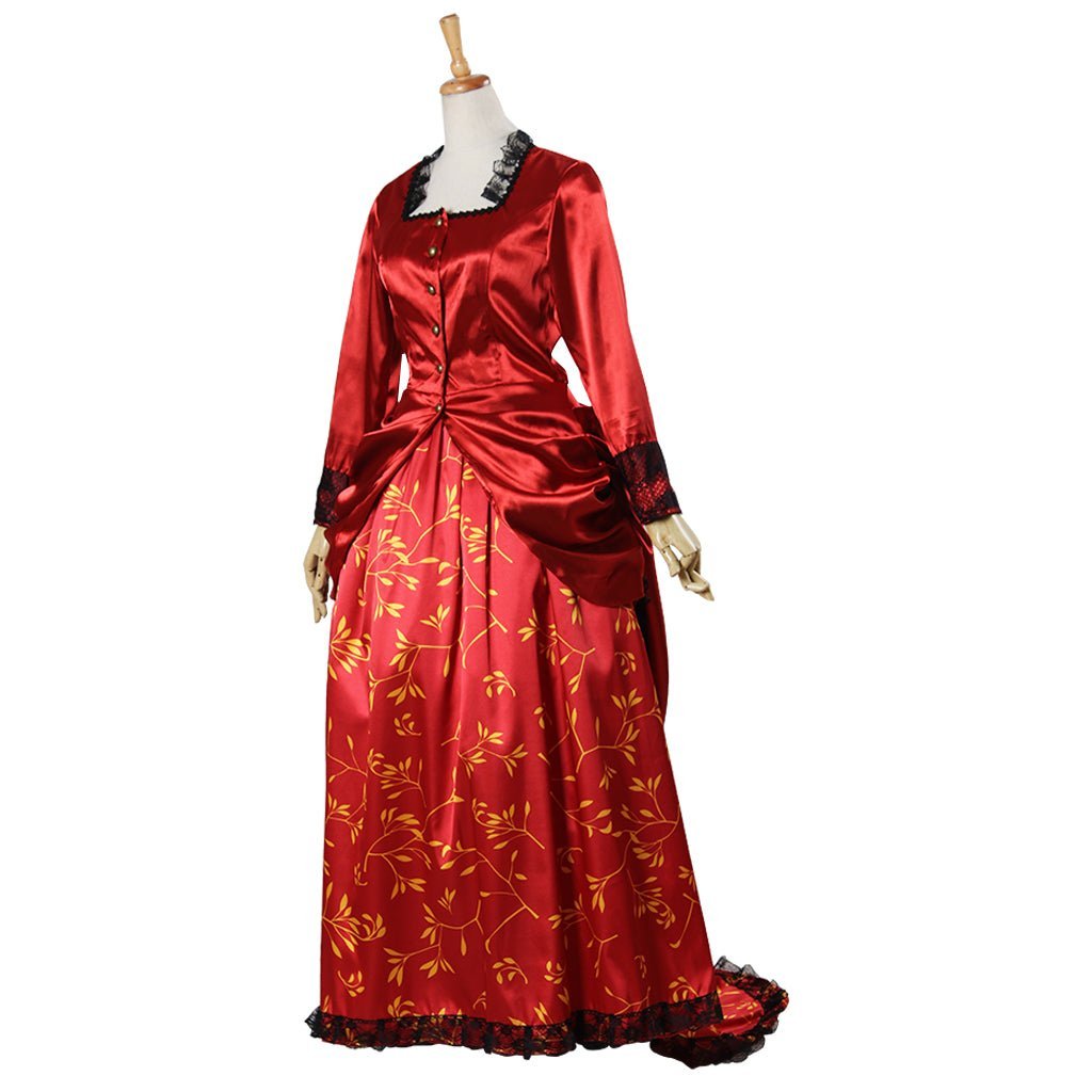 Red Victorian Ball Gown with Bustle | Elegant 19th-Century Cosplay Costume-Astricos
