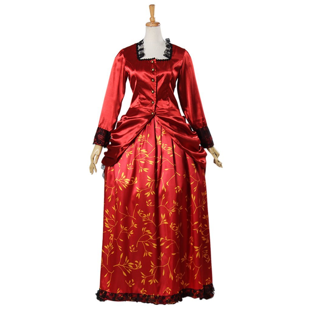 Red Victorian Ball Gown with Bustle | Elegant 19th-Century Cosplay Costume-Astricos