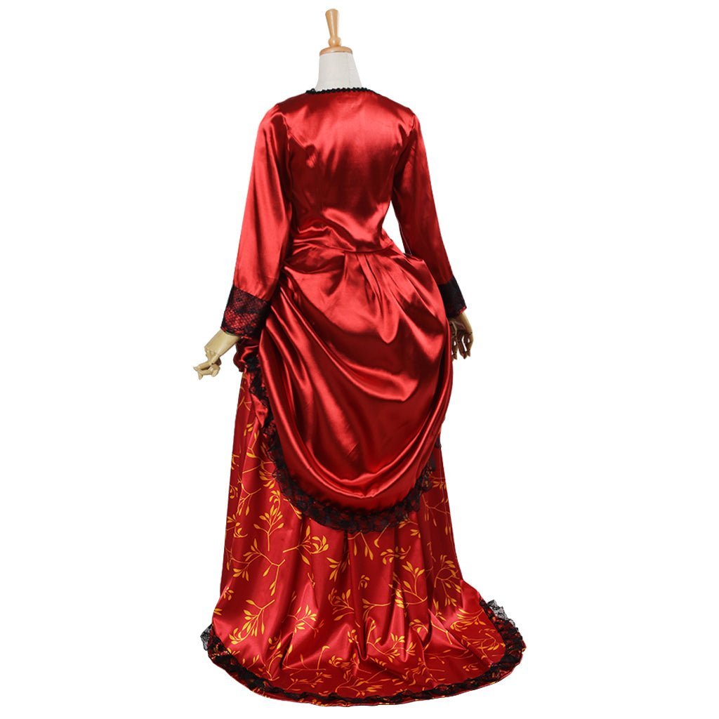 Red Victorian Ball Gown with Bustle | Elegant 19th-Century Cosplay Costume-Astricos