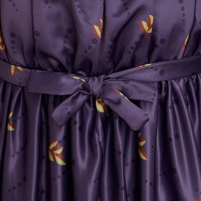Regency Empire Dress - Jane Austen Vintage High Waist Tea Party Ball Gown Purple Floral Puff-Astricos