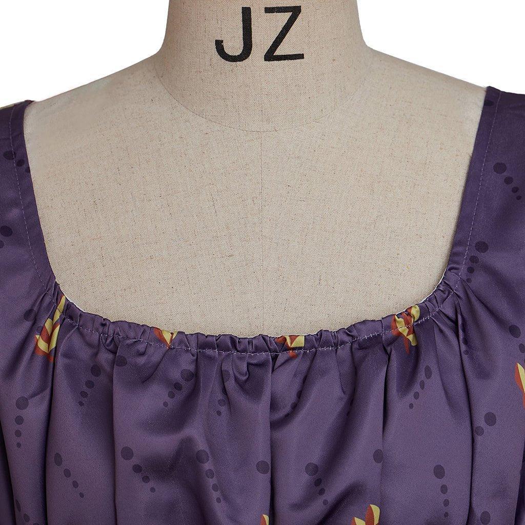 Regency Empire Dress - Jane Austen Vintage High Waist Tea Party Ball Gown Purple Floral Puff-Astricos