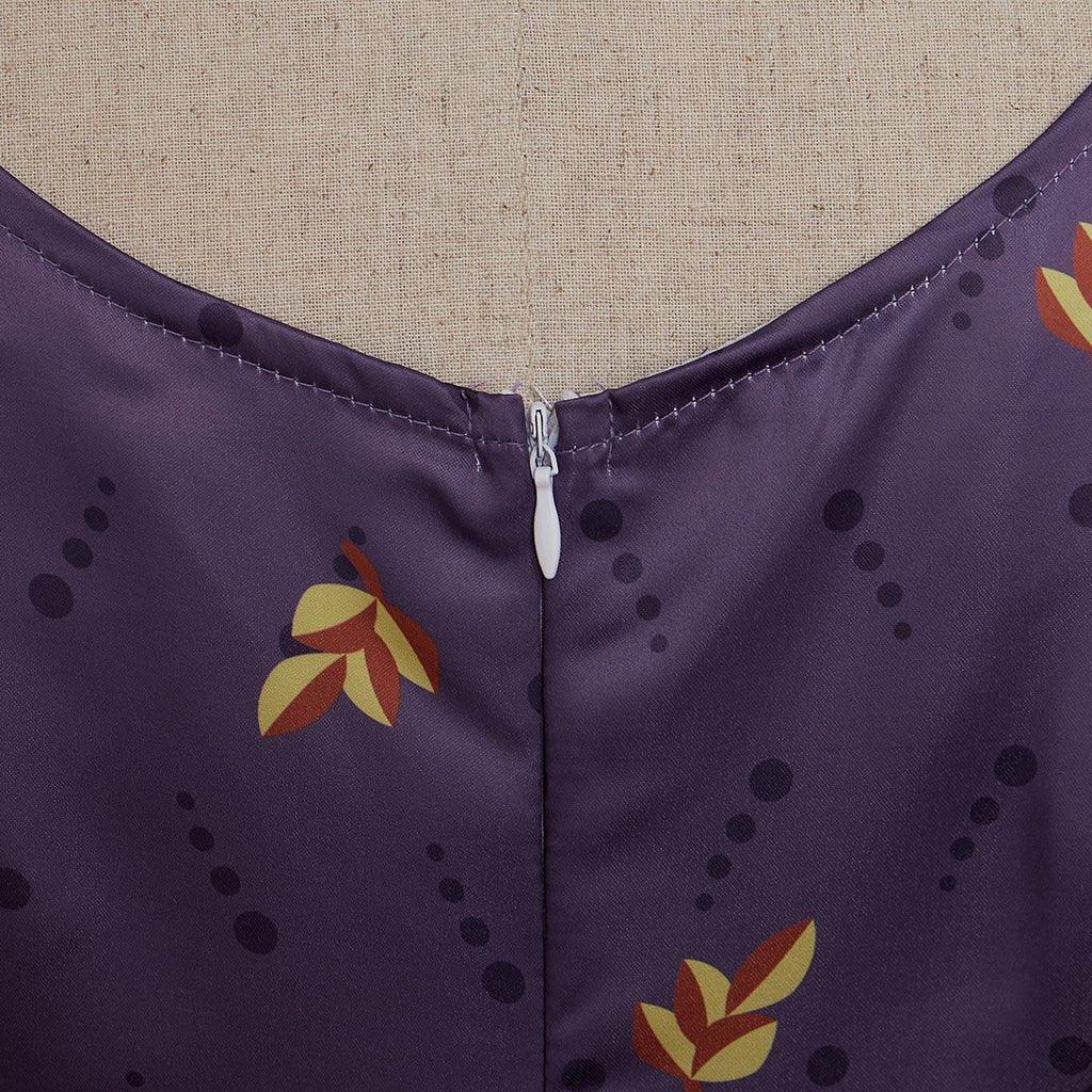 Regency Empire Dress - Jane Austen Vintage High Waist Tea Party Ball Gown Purple Floral Puff-Astricos