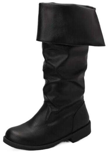 Men's Renaissance Medieval PU Leather Pirate Boots – Stylish Western Cowboy Cosplay Footwear-Astricos
