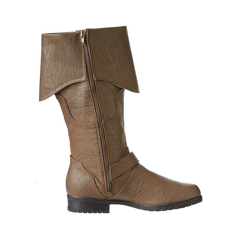Renaissance Knight Boots - Long Shaft PU Leather Medieval Cosplay Shoes for Viking Pirate Snow Boots-Astricos