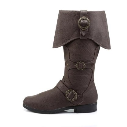 Renaissance Knight Boots - Long Shaft PU Leather Medieval Cosplay Shoes for Viking Pirate Snow Boots-Astricos