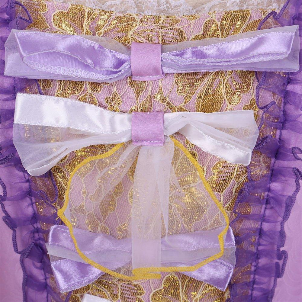Elegant Rococo Purple Dress with Stunning Digital Print - Astricos' Taffeta Costume-Astricos