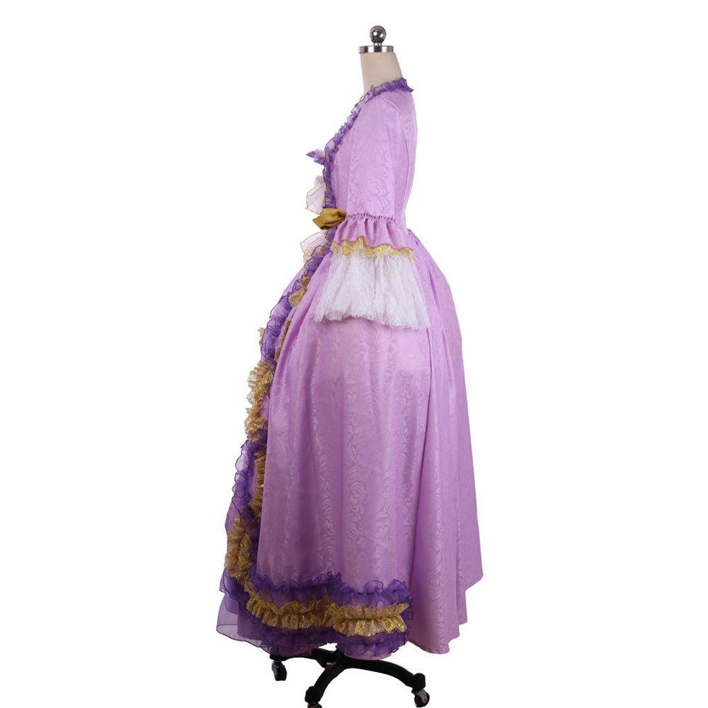 Elegant Rococo Purple Dress with Stunning Digital Print - Astricos' Taffeta Costume-Astricos