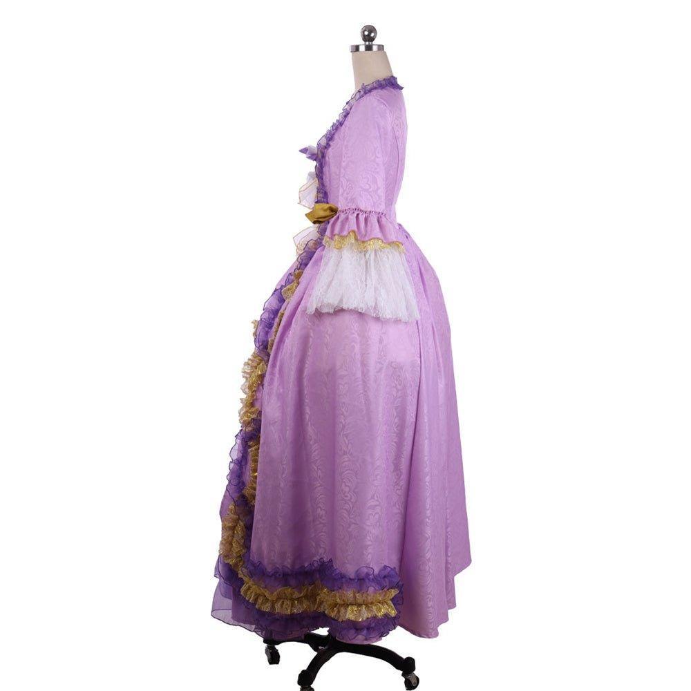 Elegant Rococo Purple Dress with Stunning Digital Print - Astricos' Taffeta Costume-Astricos