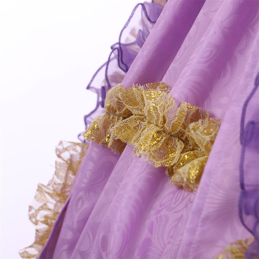 Elegant Rococo Purple Dress with Stunning Digital Print - Astricos' Taffeta Costume-Astricos