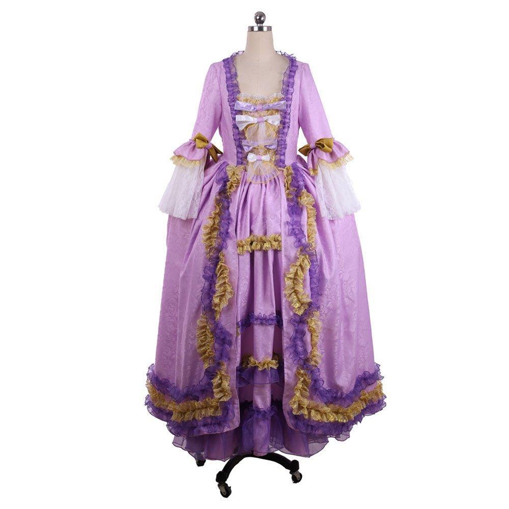 Elegant Rococo Purple Dress with Stunning Digital Print - Astricos' Taffeta Costume-Astricos