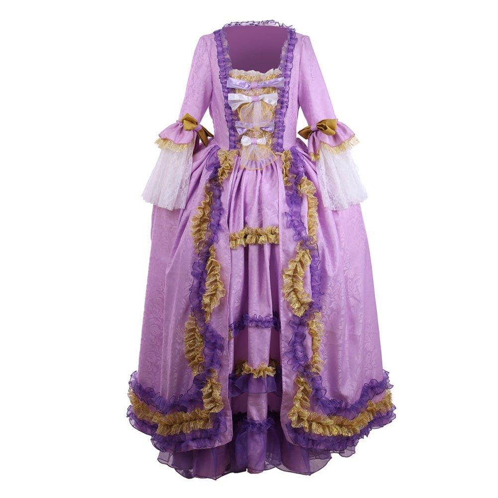 Elegant Rococo Purple Dress with Stunning Digital Print - Astricos' Taffeta Costume-Astricos