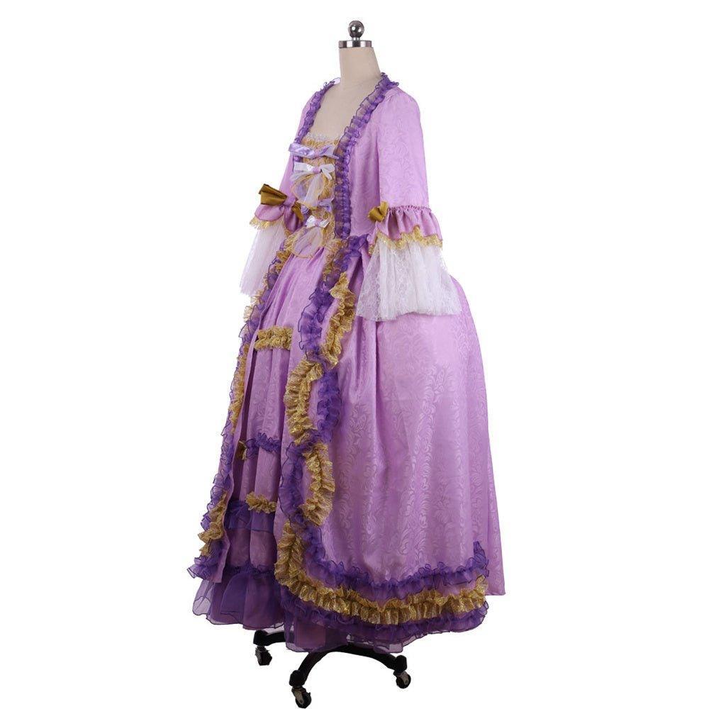 Elegant Rococo Purple Dress with Stunning Digital Print - Astricos' Taffeta Costume-Astricos