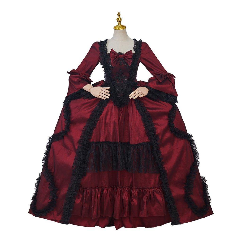 Rococo Rose Red Ball Gown - Vintage Princess Colonial Costume for Cosplay & Halloween-Astricos