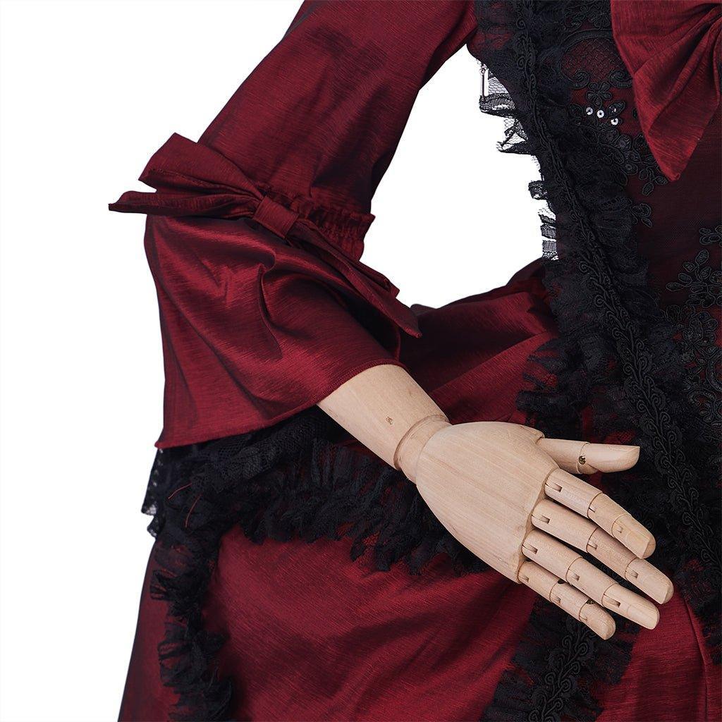 Rococo Rose Red Ball Gown - Vintage Princess Colonial Costume for Cosplay & Halloween-Astricos