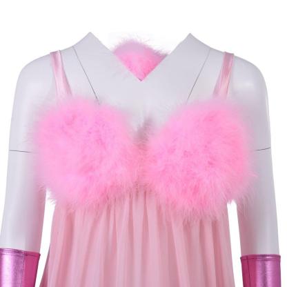 Sexy Pink Fembot Cosplay Costume | Women's Futuristic Robot Outfit with Feather Lingerie-Astricos