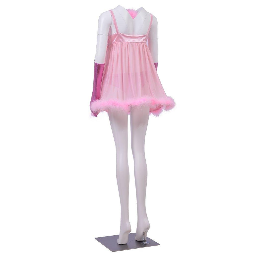 Sexy Pink Fembot Cosplay Costume | Women's Futuristic Robot Outfit with Feather Lingerie-Astricos