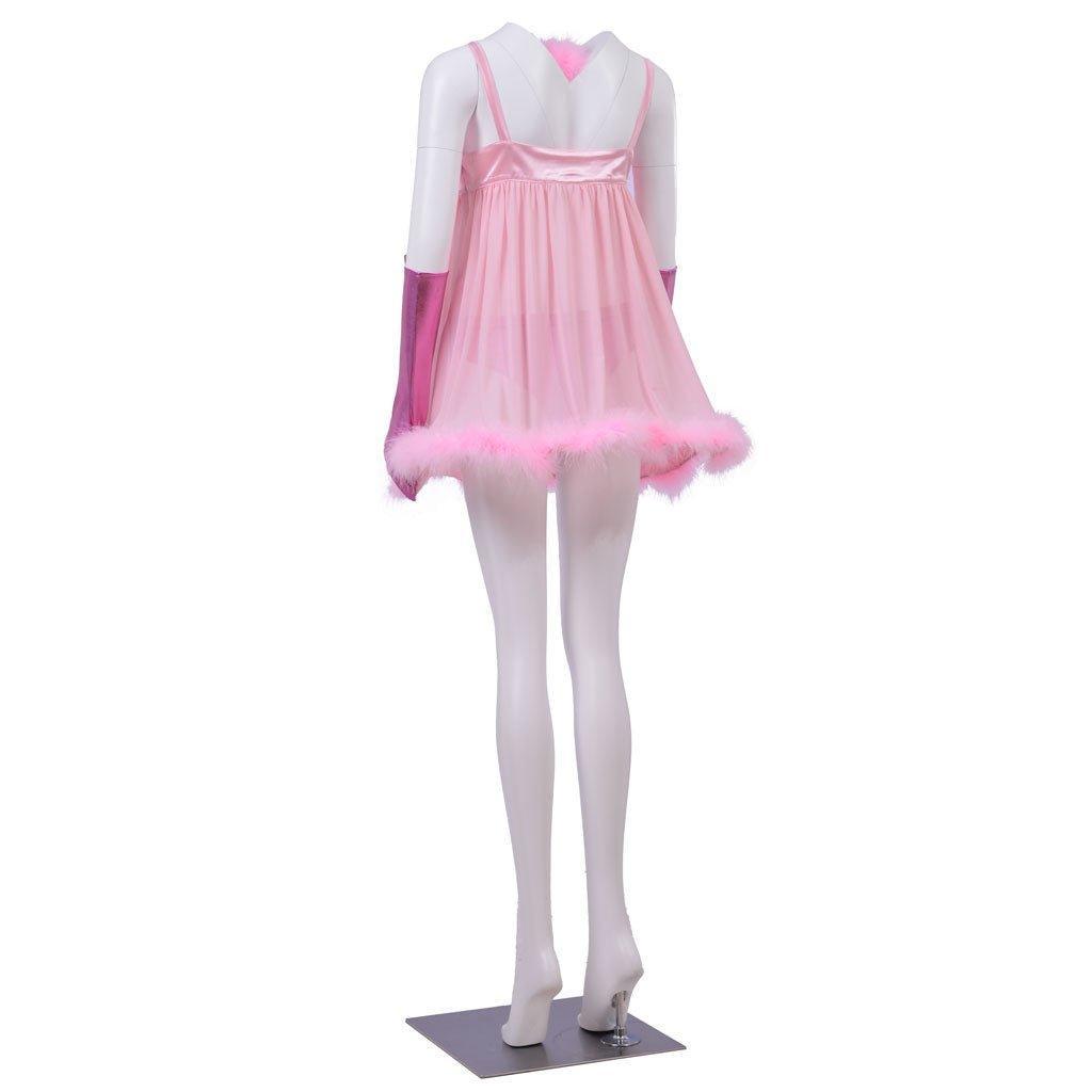 Sexy Pink Fembot Cosplay Costume | Women's Futuristic Robot Outfit with Feather Lingerie-Astricos