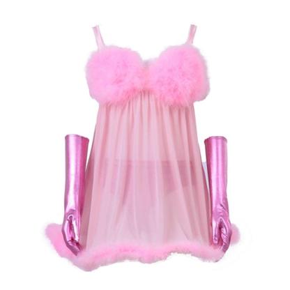 Sexy Pink Fembot Cosplay Costume | Women's Futuristic Robot Outfit with Feather Lingerie-Astricos