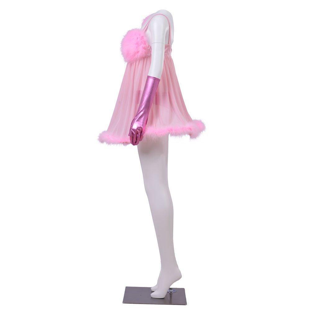 Sexy Pink Fembot Cosplay Costume | Women's Futuristic Robot Outfit with Feather Lingerie-Astricos
