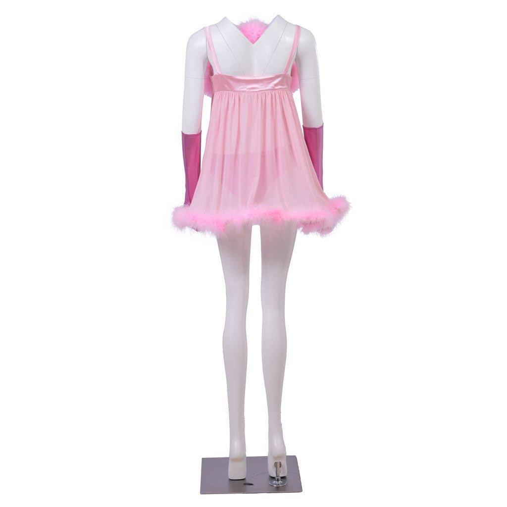 Sexy Pink Fembot Cosplay Costume | Women's Futuristic Robot Outfit with Feather Lingerie-Astricos